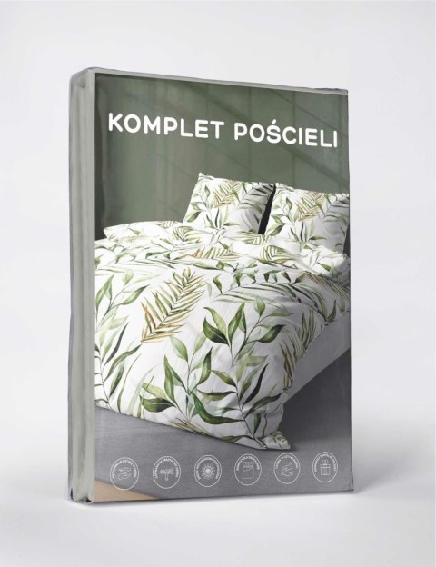 Pościel z mikrofibry 220x200 Biała zielona liście 5030 A 65 Light Pościel z mikrofibry 220x200 Biała zielona liście 5030 A 65 Light