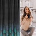 Zasłona 140x270 Angelina czarna turkusowa welurowa gotowa na taśmie D91