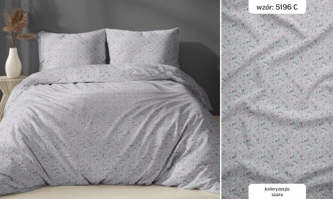 Pościel bawełniana 140x200 szara kwiatki zapinana na suwak 5196 C KARO Bawełna Max Pościel bawełniana 140x200 szara kwiatki zapinana na suwak 5196 C KARO Bawełna Max