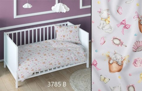 Pościel bawełniana 160x200 kotki szara różowa dziecięca zapinana na suwak 3785 B KARO Kraina Snów Pościel bawełniana 160x200 kotki szara różowa dziecięca zapinana na suwak 3785 B KARO Kraina Snów