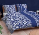 Pościel bawełniana 160x200 łowicka granatowa zapinana na suwak 3701 G KARO Bawełna Max Pościel bawełniana 160x200 łowicka granatowa zapinana na suwak 3701 G KARO Bawełna Max