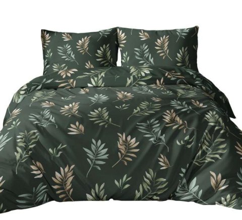 Pościel bawełniana 160x200 zielona liście zapinana na suwak 4741 B KARO Bawełna Max Pościel bawełniana 160x200 zielona liście zapinana na suwak 4741 B KARO Bawełna Max