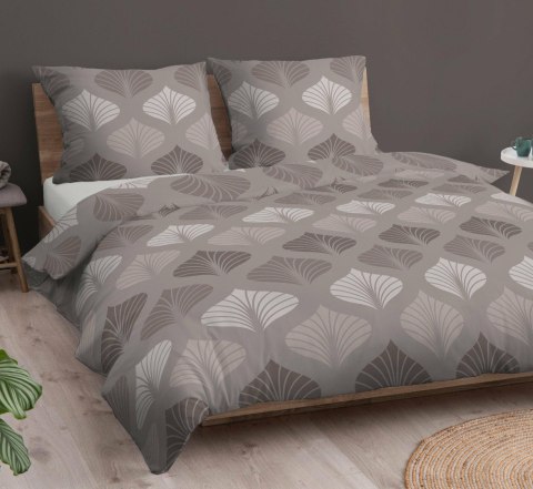 Pościel bawełniana 180x200 beżowa liście zapinana na suwak 4831 A KARO Bawełna Max Pościel bawełniana 180x200 beżowa liście zapinana na suwak 4831 A KARO Bawełna Max