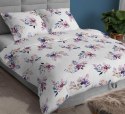 Pościel bawełniana 180x200 biała fioletowa kwiaty zapinana na suwak 4889 A KARO Bawełna Max Pościel bawełniana 180x200 biała fioletowa kwiaty zapinana na suwak 4889 A KARO Bawełna Max