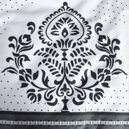 Pościel satynowa 140x200 1543/1 biała grafitowa ornamenty z jedną poszewką Satynlove