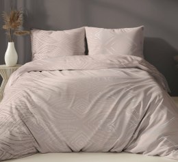 Pościel satynowa 160x200 beżowa geometria zapinana na suwak 4878 D - Karo Satin 160