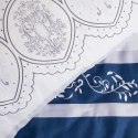 Pościel satynowa 220x200 1542/1 biała niebieska paski ornamenty Satynlove Pościel satynowa 220x200 1542/1 biała niebieska paski ornamenty Satynlove
