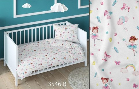 Poszewka bawełniana 40x40 baletnica biała kolorowa dziecięca zapinana na suwak 3546 B KARO Kraina Snów