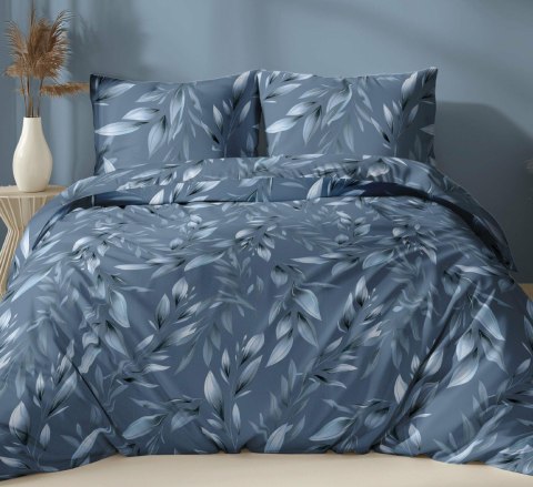 Poszewka bawełniana 40x40 granatowa liście zapinana na suwak 5048 C KARO Bawełna Max Poszewka bawełniana 40x40 granatowa liście zapinana na suwak 5048 C KARO Bawełna Max