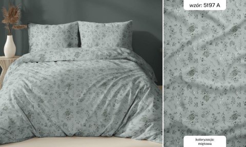 Poszewka bawełniana 40x40 miętowa kwiatki zapinana na suwak 5197 A KARO Bawełna Max