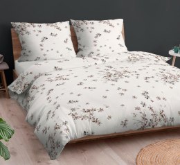 Poszewka bawełniana 50x60 biała beżowa kwiatuszki zapinana na suwak 4215 E KARO Bawełna Max