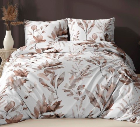 Poszewka bawełniana 50x60 biała beżowa liście zapinana na suwak 4835 C KARO Bawełna Max Poszewka bawełniana 50x60 biała beżowa liście zapinana na suwak 4835 C KARO Bawełna Max