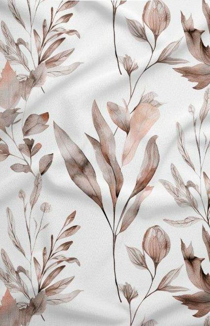 Poszewka bawełniana 50x60 biała beżowa liście zapinana na suwak 4835 C KARO Bawełna Max Poszewka bawełniana 50x60 biała beżowa liście zapinana na suwak 4835 C KARO Bawełna Max