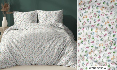 Poszewka bawełniana 50x60 biała kolorowa kwiatki zapinana na suwak 5050 A KARO Bawełna Max Poszewka bawełniana 50x60 biała kolorowa kwiatki zapinana na suwak 5050 A KARO Bawełna Max