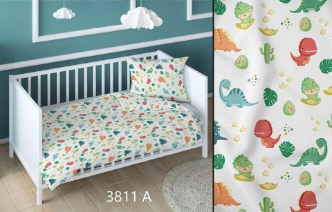 Poszewka bawełniana 50x60 dinozaury biała kolorowa dziecięca zapinana na suwak 3811 A KARO Kraina Snów Poszewka bawełniana 50x60 dinozaury biała kolorowa dziecięca zapinana na suwak 3811 A KARO Kraina Snów