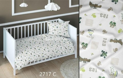 Poszewka bawełniana 50x60 krokodyle beżowa zielona dziecięca zapinana na suwak 2717 C KARO Kraina Snów