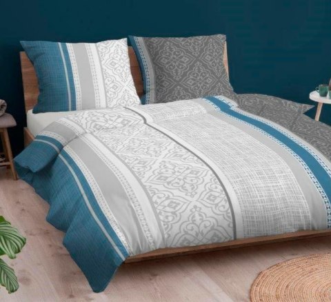 Poszewka bawełniana 50x60 ornamenty niebieska szara zapinana na suwak 3567 D KARO Bawełna Max Poszewka bawełniana 50x60 ornamenty niebieska szara zapinana na suwak 3567 D KARO Bawełna Max
