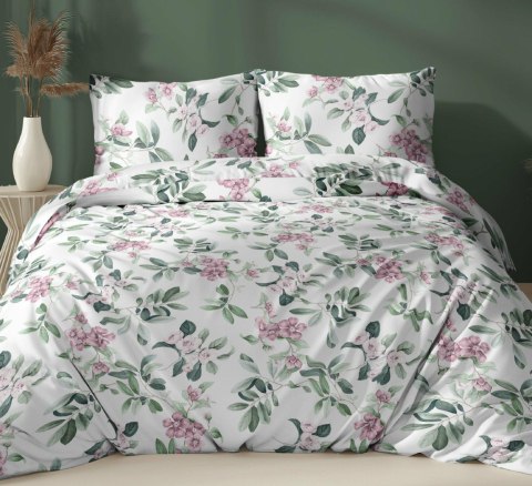 Poszewka bawełniana 50x60 zielona pudrowa kwiaty zapinana na suwak 5047 C KARO Bawełna Max Poszewka bawełniana 50x60 zielona pudrowa kwiaty zapinana na suwak 5047 C KARO Bawełna Max