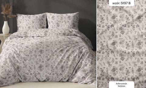 Poszewka bawełniana 70x80 beżowa kwiatki zapinana na suwak 5197 B KARO Bawełna Max Poszewka bawełniana 70x80 beżowa kwiatki zapinana na suwak 5197 B KARO Bawełna Max