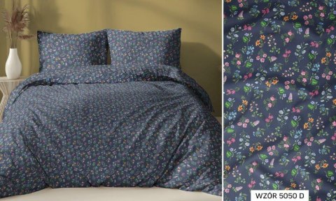 Poszewka bawełniana 70x80 granatowa kolorowa kwiatki zapinana na suwak 5050 D KARO Bawełna Max Poszewka bawełniana 70x80 granatowa kolorowa kwiatki zapinana na suwak 5050 D KARO Bawełna Max