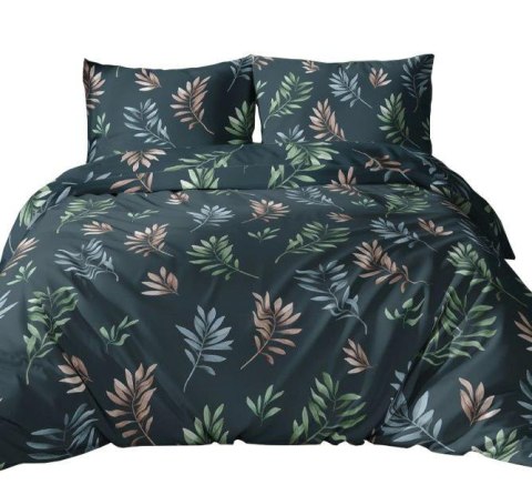 Poszewka bawełniana 70x80 granatowa liście zapinana na suwak 4741 A KARO Bawełna Max Poszewka bawełniana 70x80 granatowa liście zapinana na suwak 4741 A KARO Bawełna Max