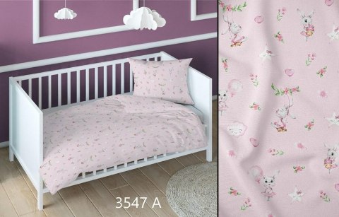 Poszewka bawełniana 70x80 króliki różowa dziecięca zapinana na suwak 3547 A KARO Kraina Snów
