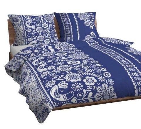 Poszewka bawełniana 70x80 łowicka granatowa zapinana na suwak 3701 G KARO Bawełna Max Poszewka bawełniana 70x80 łowicka granatowa zapinana na suwak 3701 G KARO Bawełna Max