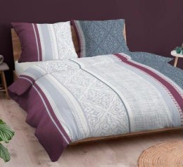 Poszewka bawełniana 70x80 ornamenty bordowa szara zapinana na suwak 3567 C KARO Bawełna Max