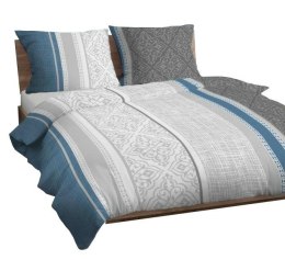 Poszewka bawełniana 70x80 ornamenty niebieska szara zapinana na suwak 3567 D KARO Bawełna Max