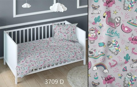 Poszewka bawełniana 70x80 pieski aloha szara dziecięca zapinana na suwak 3709 D KARO Kraina Snów Poszewka bawełniana 70x80 pieski aloha szara dziecięca zapinana na suwak 3709 D KARO Kraina Snów