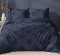 Pościel satynowa 140x200 granatowa geometria zapinana na suwak 5073 A - Karo Satin 160