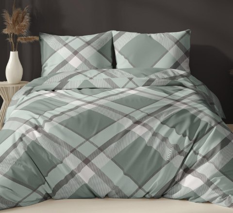 Pościel satynowa 140x200 zielona kratka zapinana na suwak 5069 B - Karo Satin 160 Pościel satynowa 140x200 zielona kratka zapinana na suwak 5069 B - Karo Satin 160