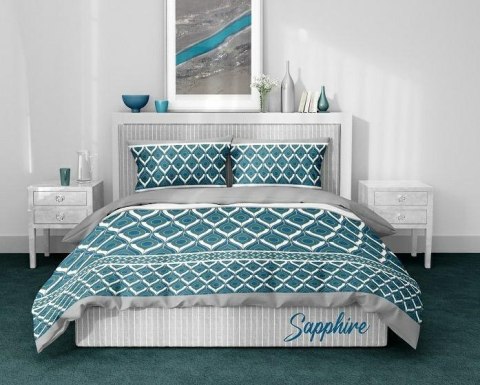 Pościel satynowa 160x200 Sapphire geometria zielona szara granatowa Satin Home 1 Pościel satynowa 160x200 Sapphire geometria zielona szara granatowa Satin Home 1