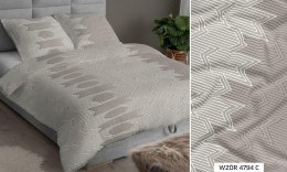 Pościel satynowa 160x200 beżowa geometria zapinana na suwak 4794 C KARO Satin