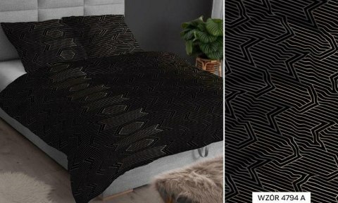 Pościel satynowa 160x200 czarna beżowa geometria zapinana na suwak 4794 A KARO Satin Pościel satynowa 160x200 czarna beżowa geometria zapinana na suwak 4794 A KARO Satin