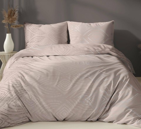 Poszewka satynowa 40x40 beżowa geometria zapinana na suwak 4878 D - Karo Satin 160