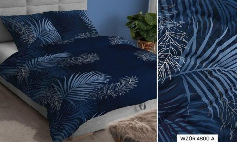 Poszewka satynowa 40x40 granatowa liście zapinana na suwak 4800 A KARO Satin Poszewka satynowa 40x40 granatowa liście zapinana na suwak 4800 A KARO Satin