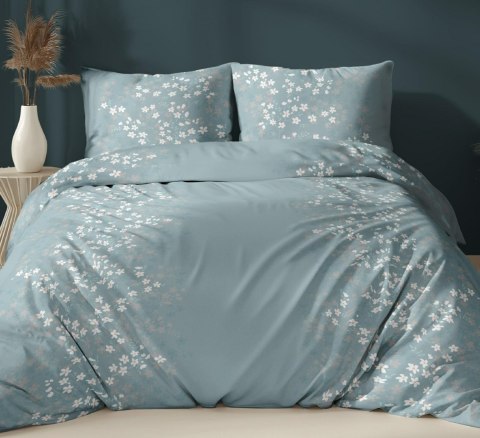 Poszewka satynowa 40x40 miętowa kwiatuszki zapinana na suwak 5062 B KARO Satin Poszewka satynowa 40x40 miętowa kwiatuszki zapinana na suwak 5062 B KARO Satin