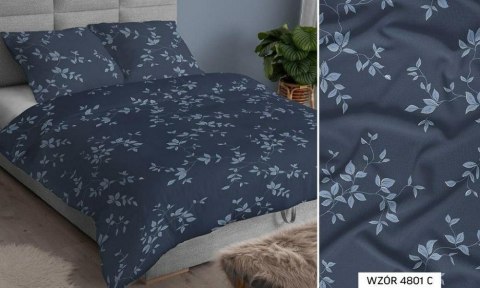 Poszewka satynowa 50x60 grafitowa liście zapinana na suwak 4801 C KARO Satin Poszewka satynowa 50x60 grafitowa liście zapinana na suwak 4801 C KARO Satin