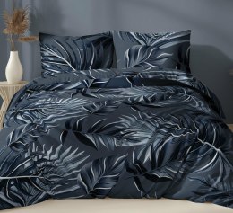 Poszewka satynowa 50x60 granatowa liście zapinana na suwak 4882 B - Karo Satin 160