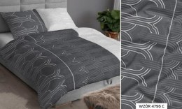 Poszewka satynowa 50x60 szara biała geometria zapinana na suwak 4796 C KARO Satin