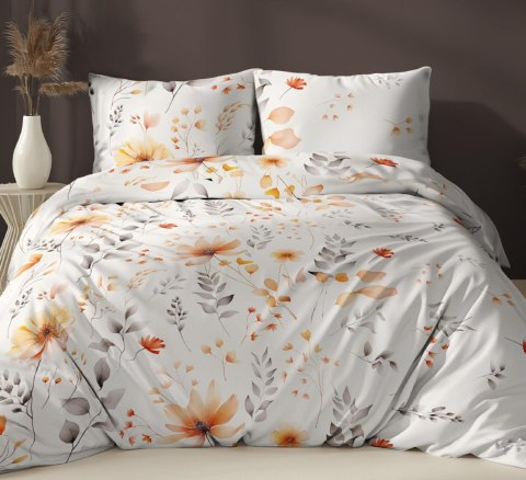 Poszewka satynowa 70x80 biała beżowa liście zapinana na suwak 5066 A - Karo Satin 160 Poszewka satynowa 70x80 biała beżowa liście zapinana na suwak 5066 A - Karo Satin 160