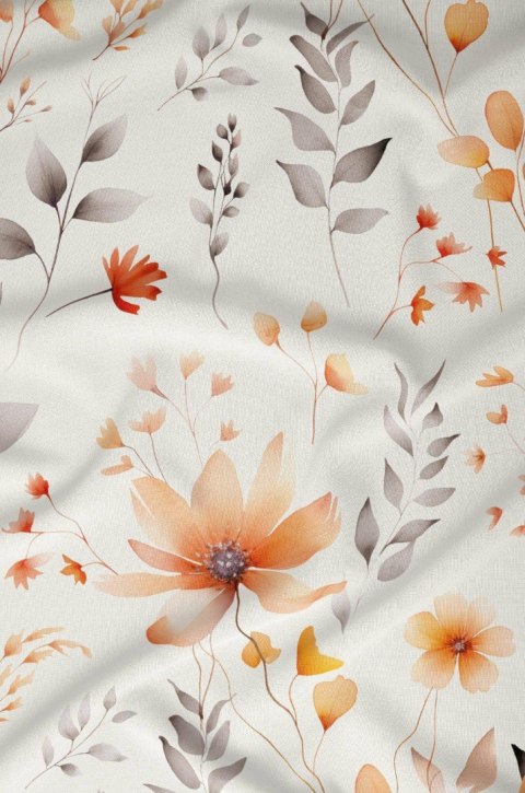 Poszewka satynowa 70x80 biała beżowa liście zapinana na suwak 5066 A - Karo Satin 160 Poszewka satynowa 70x80 biała beżowa liście zapinana na suwak 5066 A - Karo Satin 160