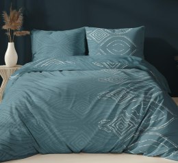 Poszewka satynowa 70x80 turkusowa geometria zapinana na suwak 4878 B - Karo Satin 160