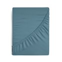 Prześcieradło satynowe z gumką 220x200 Nova 3 niebieskie na wysoki materac 30 cm Eurofirany