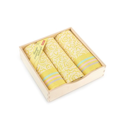 Komplet ścierek kuchennych Lilia 3 szt żółty 8833/1 w drewnianym pudełku Zwoltex 23