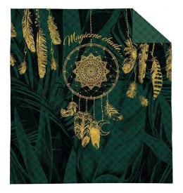 Narzuta dekoracyjna 170x210 łapacz snów zielona ciemna złota K_56 112 Bedspread