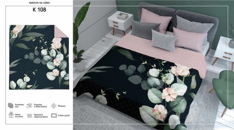 Narzuta dekoracyjna 170x210 pudrowa różowa czarna kwiaty K 108 Holland 14 Narzuta dekoracyjna 170x210 pudrowa różowa czarna kwiaty K 108 Holland 14