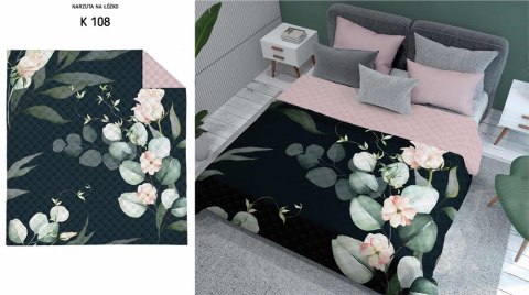 Narzuta dekoracyjna 170x210 pudrowa różowa czarna kwiaty K 108 Holland 14 Narzuta dekoracyjna 170x210 pudrowa różowa czarna kwiaty K 108 Holland 14