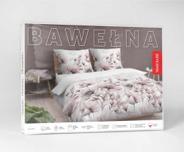Pościel bawełniana 140x200 biała pudrowa beżowa kwiaty 5114 B z jedną poszewką Bawełna 32